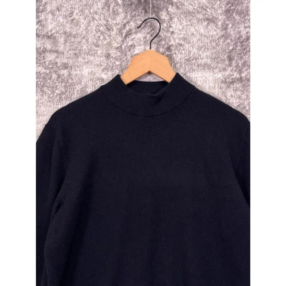 Everlane Sweater Large Mens Blue Cashmere Blend Mock Collar Long Sleeve Pullover